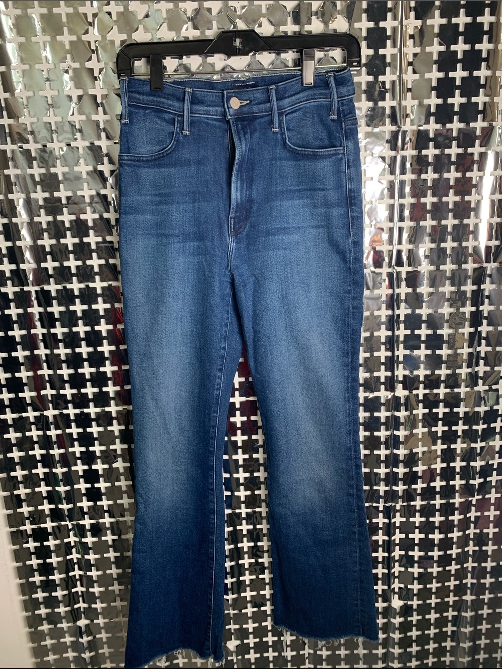MOTHER Wide Leg Jeans in Medium Blue Wash